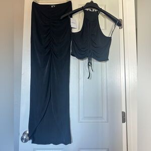 BOGO ⚡️ NWT Forever 21 Knit Ruched high to low maxi skirt and top set